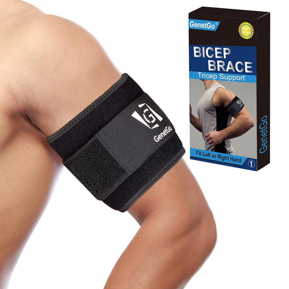 Genetgo Bicep & Tricep Tendonitis Brace Compression Sleeve – Pain Relief for Bic