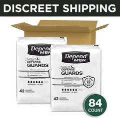 Depend Guards Incontinence Pads for Men, Overnight Absorbency, 84 Count, Packagi