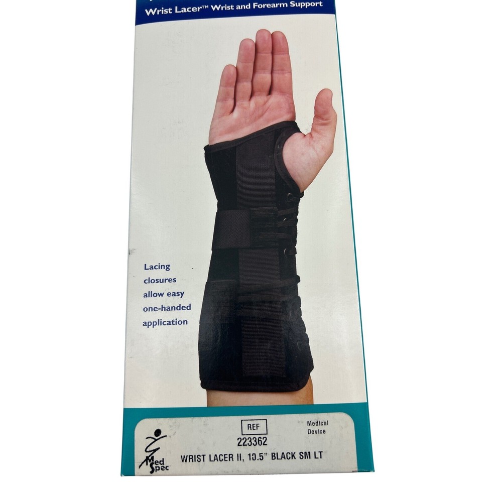 Med Spec Wrist Lacer II 10.5″ Wrist Forearm Support Small Left Black 223362 NEW