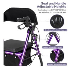 NEW Ambliss Rollator Walker Seat Storage Backrest Foldable