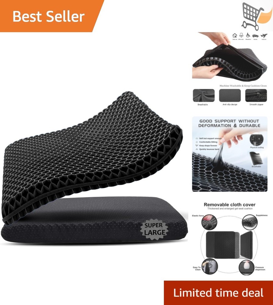 Gel Seat Cushion 19x19in Large Soft Breathable Support Pain Relief for Office