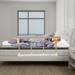 Foldable Bed Rail Aluminum Woodgrain 90 × 40 cm Fits 5-30 cm Mattresses