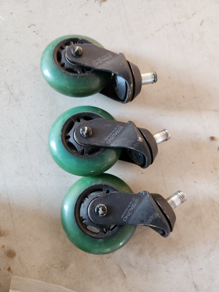 Stealtho Wheelchair Caster & Front Wheel Set of 3, Green/Black