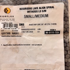 Corflex Lace Align Spinal Orthosis LO Small/Medium Item #35-3111-723 New Sealed