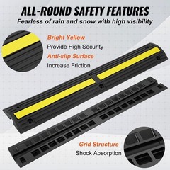 Heavy Duty Rubber Cable Protector Ramp 4 Pack 1 Channel for Indoor Outdoor Use