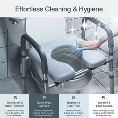 Adjustable Toilet Seat Riser for Seniors, Heavy Duty 400 lbs Capacity, Gray