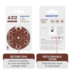60 Pcs Hearing Aid Batteries Size : 10, 13, 312 or 675 1.45V Zinc-Air Battery