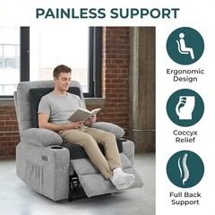 Memory Foam Recliner Cushions with Lumbar 20x20x5 Inch (Pack of 1) Black