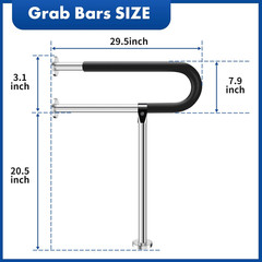 Stainless Steel Handicap Grab Bars Rails 29.5 Inch Toilet Handrails Bathroom