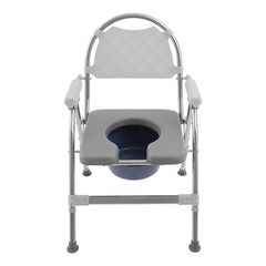 150kg/330.69 lbs Foldable Toilet Chair w/ Padded Seat Plate and Toilet Bucket