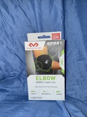BRAND NEW McDavid Sport Elbow Compression Knit Sleeve w/ Support Strap S/M BLACK
