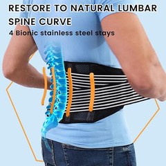 Back Brace for Lower Back Support with 4 Stainless Steel Support Breathable