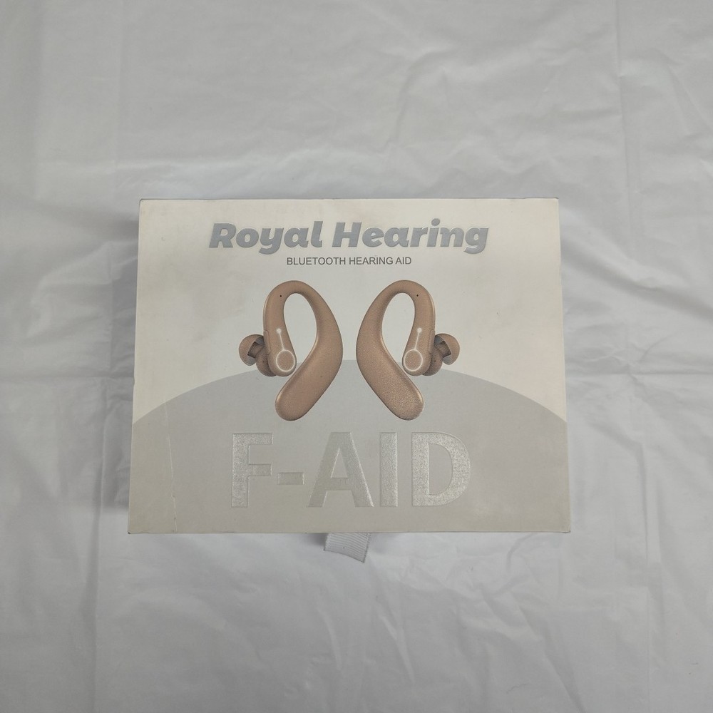 Royal Hearing F-Aid Beige Rechargeable Bluetooth Hearing Aid, New Open Box