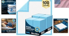 Extra Large 100 Count Heavy-Duty Incontinence Underpads – Super Absorbent Design
