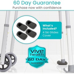 Vive Walker Ski Glide Covers (4 Pack) – Handicapped Accesories for Grey