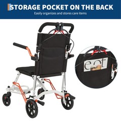 Ultra Lightweight Elderly Transport Wheelchair Portable Folding Transport Chair