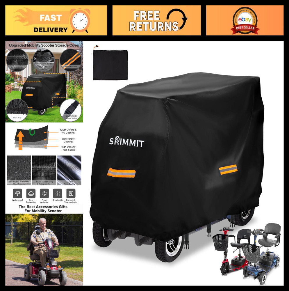 Heavy Duty Waterproof Mobility Scooter Cover, UV Resistant, Durable Oxford Fabri