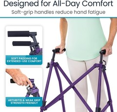 Vive Mobility Lightweight Folding Walker Purple Narrow Compact Portable Travel