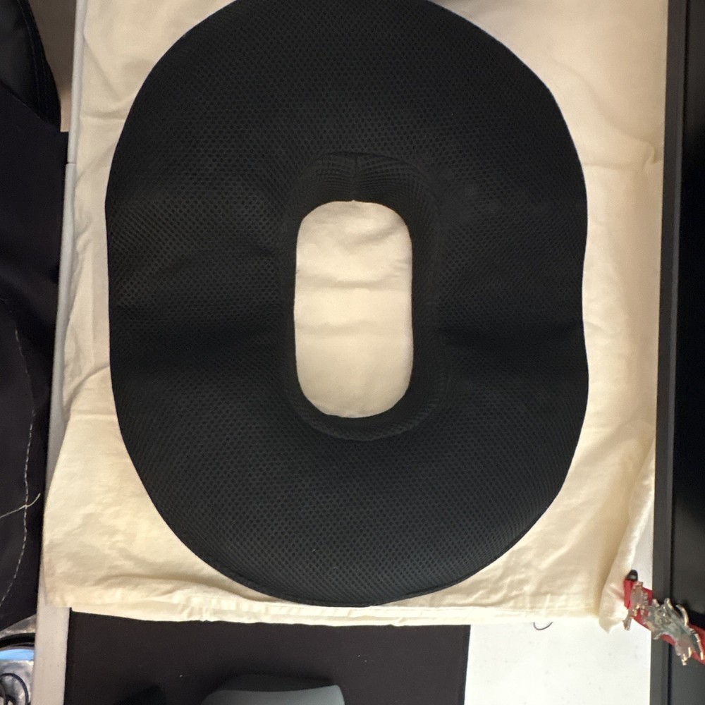 Black U-Shaped Donut Seat Cushion w/ Center Cutout, Removable Zippered Cover