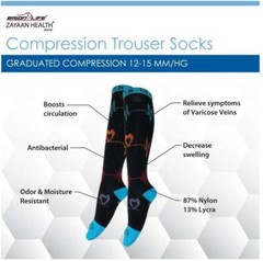 Heartbeat Compression Socks (12-15 mm/Hg) Black, Blue, Pink and white