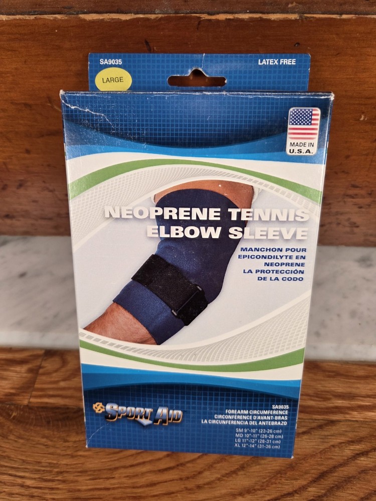 Sport Aid Neoprene Tennis Elbow Sleeve Size LARGE (11″-12″ Circumference) NIB