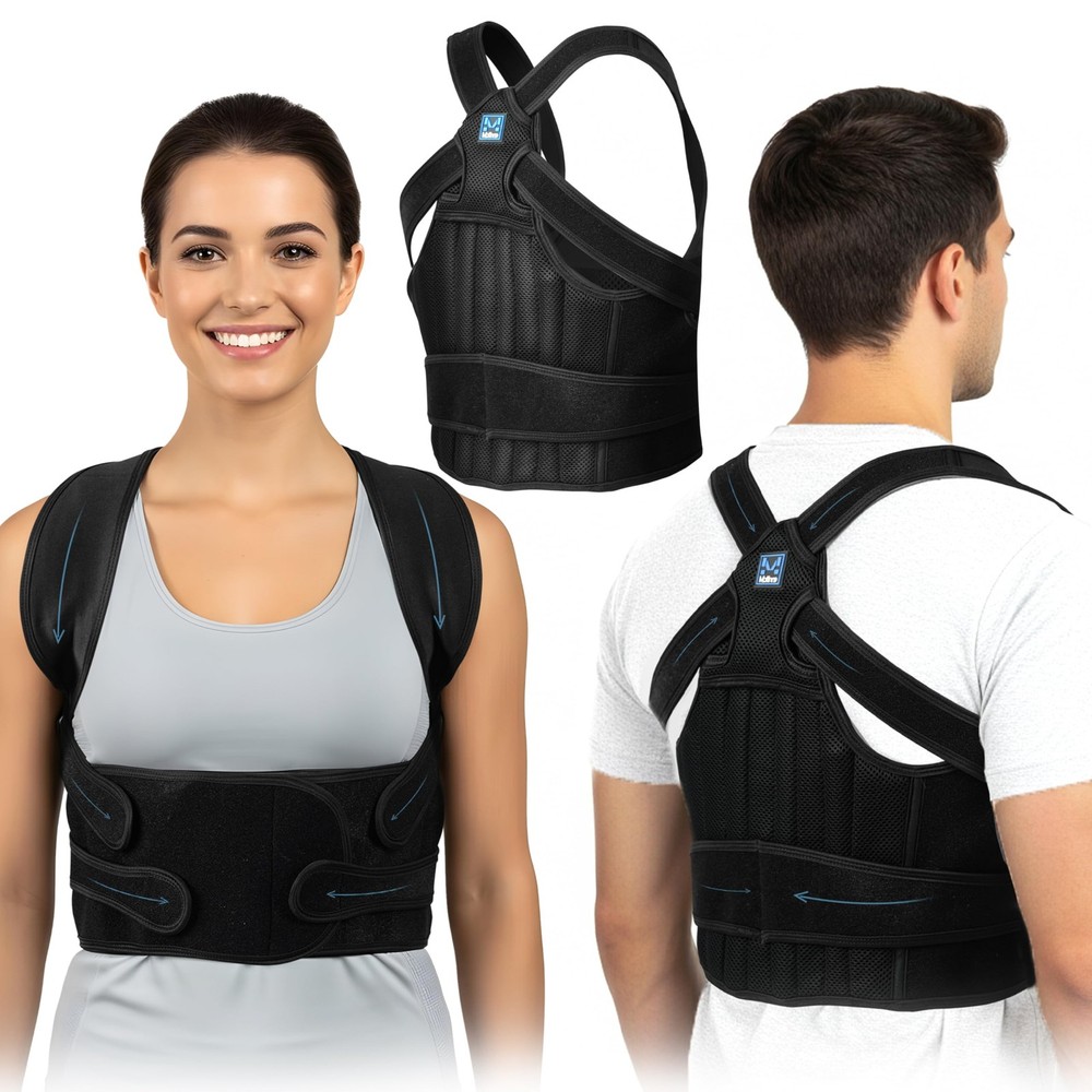 MATINNE Posture Corrector for Women & Men – Adjustable Back Large, Black