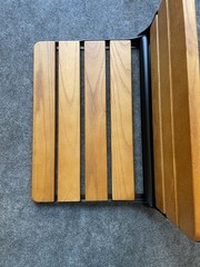 Folding Shower Seat Teak Wood Wall Mount – Black Stainless Steel – 18 inch