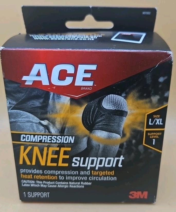 ACE Compression Knee Support, Large / Extra Large. 3m Support Level 1 Sports