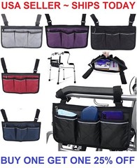 Outdoor Wheelchair Side Pouch Storage Bag Armrest Pocket Organizer Holder Pocket