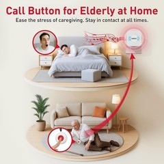 Wireless Caregiver Alert Pager with Adjustable Volume & Long Range for Home Use