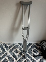 Adjustable Height Standard Underarm Crutches Adult Aluminum Silver/Gray Pair