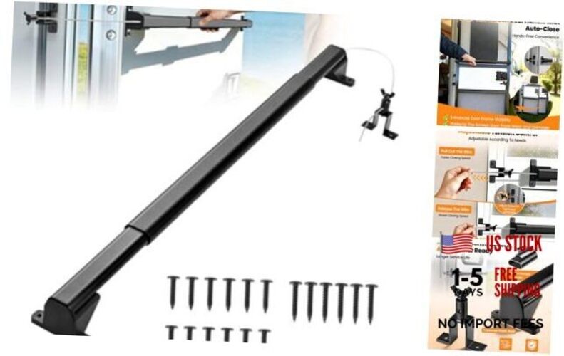 2-in-1 Aluminum RV Screen Door Handle Grab Bar with Auto Closer, Adjustable 21
