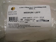 Corflex Wrist Thumb Splint Thumbster Polyethylene Left Medium P/N: 37-5012-000