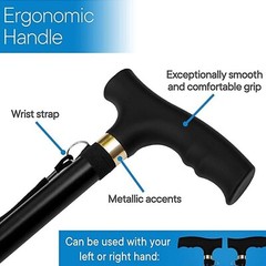 Adjustable Walking Cane Aluminum Walking Stick Folding Collapsible Travel Hiking