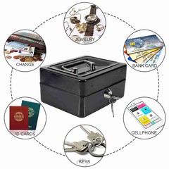 1Pc Mini Portable Iron Petty Lockable Cash Money Safe Security Box