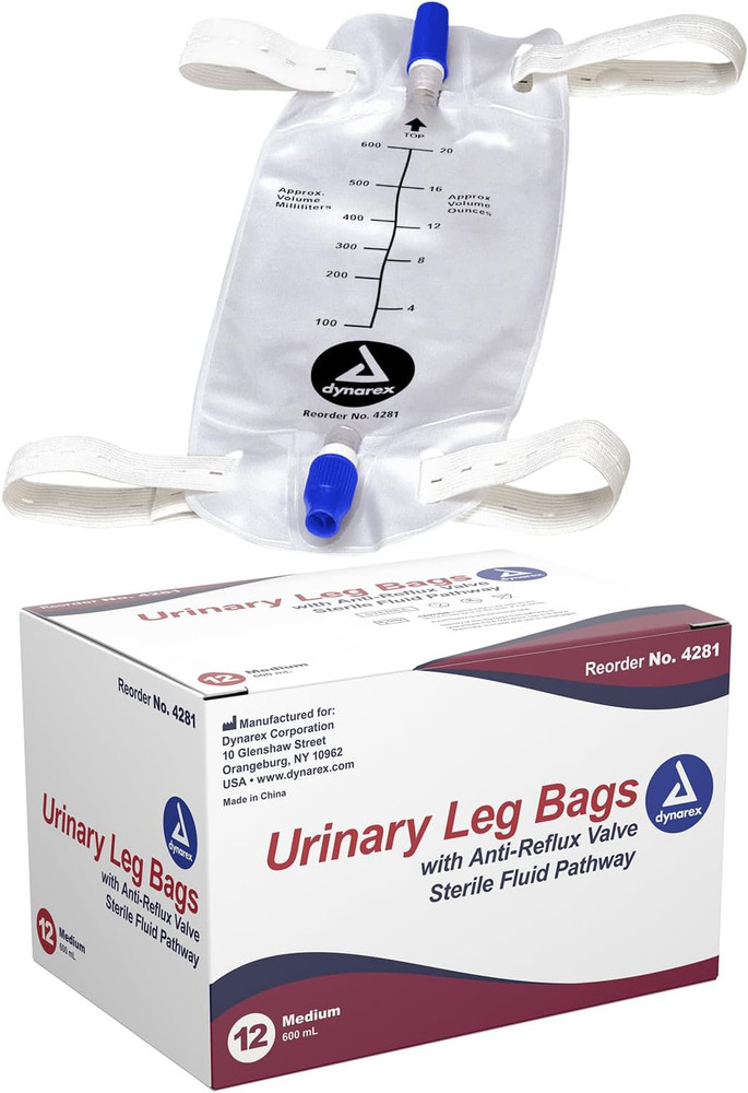 Urinary Leg Bag, for Use with Catheter, Has a Non-Drip Closure & Anti-Reflux Val