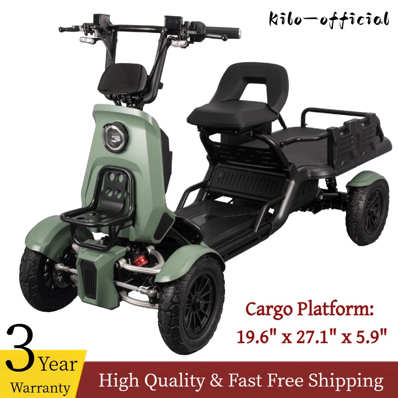 1000W Heavy Duty 4-Wheel Electric Mobility Scooter w/Cargo Platform 15MPH 600LBS