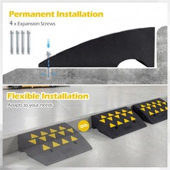 2 Pcs Medium Heavy Duty Rubber Curb Ramp with Drain Channel Reflective Strips