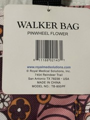 RMS Royal Medical Solutions Walker Rollator Bag Burgandy Floral 17” X 10”