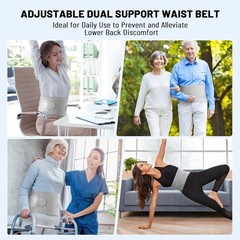 Adjustable Back Brace-Size M(Belly 29.5-37.4 in),360° Support with 4 Steel St…