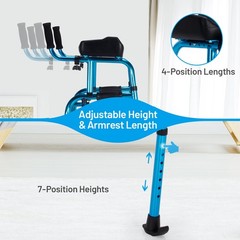 Folding Wheel Walking Frame Adjustable Aluminum Alloy Walker W/Armrest Support