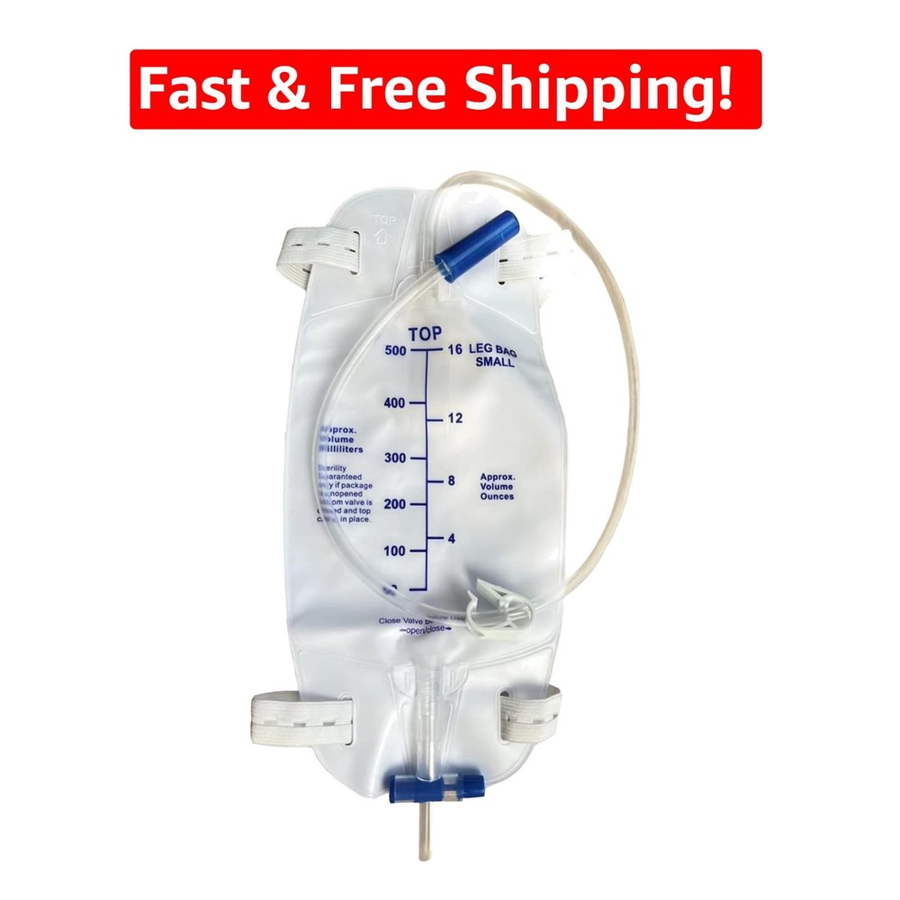 Convenient 3 Pack Leg Bags with Anti-Reflux Valve – 500ml, Includes Straps