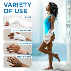 100% Waterproof Cast Covers for Shower Arm – Tight 3 Count (Pack of 1), Clear