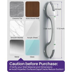 17.5″ Shower Handles for Elderly with Safety Indicators, 2 Pack Grab Bars…