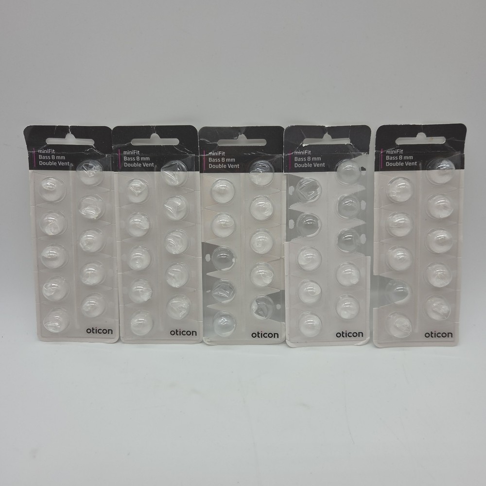 Lot Oticon miniFit 8mm Bass Double Vent Domes For Hearing Aids (40 Domes Total)