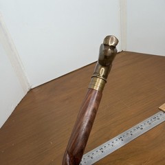 Brass Horse Head Handle Walking Stick Spiral Wood Cane Vintage