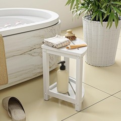 Corner Shower Bench HDPE Waterproof Double Layer Adjustable Feet Versatile Stool