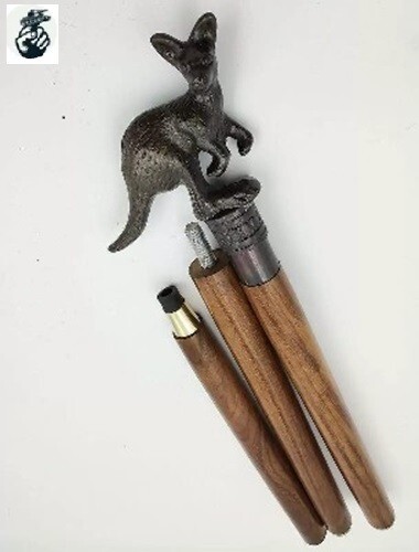 Solid Brass Designer kangaroo Handle Wooden Victorian Vintage Walking Cane