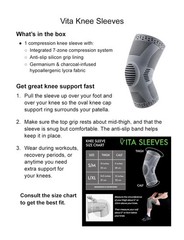 Vita Sleeves For Knees 7-Zone Compression Sleeve Brace | Large/X-Large, Gray