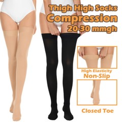 Compression Stockings 20-30 mmHg Swelling Thigh High Closed Toe Support Socks US